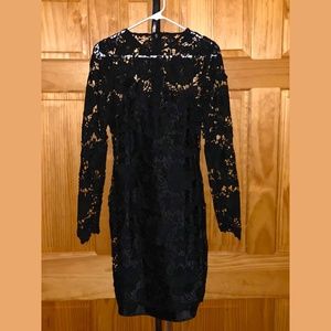 BEBE Lace Long Sleeve Black Dress